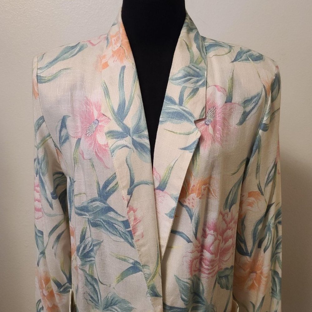 Vintage Floral Flax blend blazer